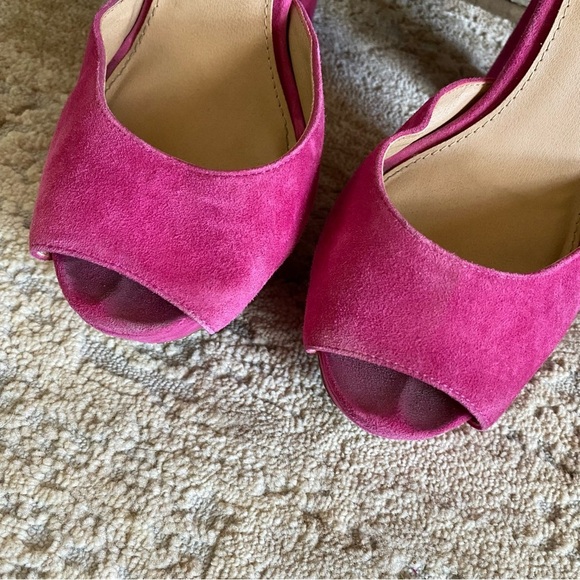 Steve Madden Vintage Y2K Jillyy Platform Heels Fuchsia Pink Suede Leather: 9M - Picture 5 of 12